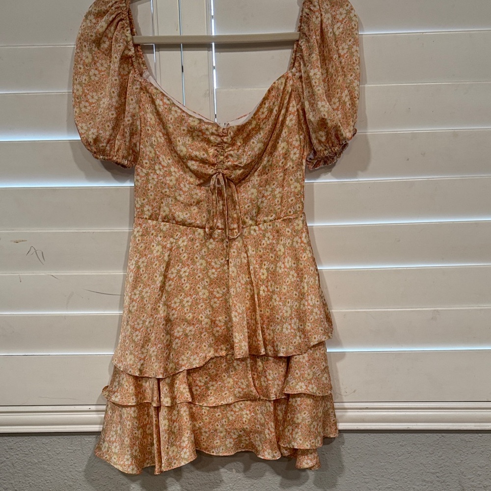 B. Smart Peach Floral Mini Dress